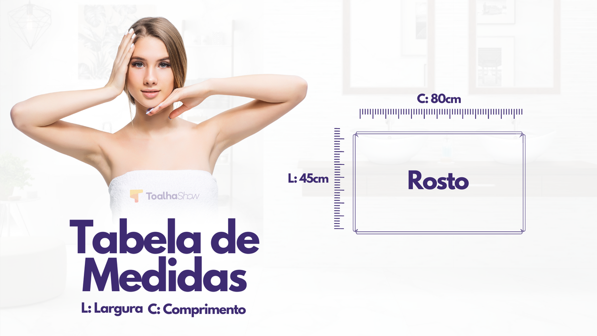 tabela de medidas toalha de rosto egito
