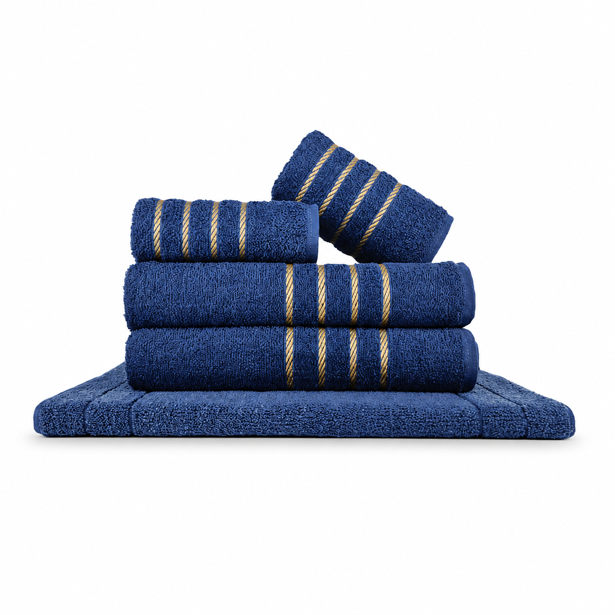 jogo de toalha banho rosto tapete piso antiderrapante banheiro 100 algodao alta absorcao dubai azul escuro
