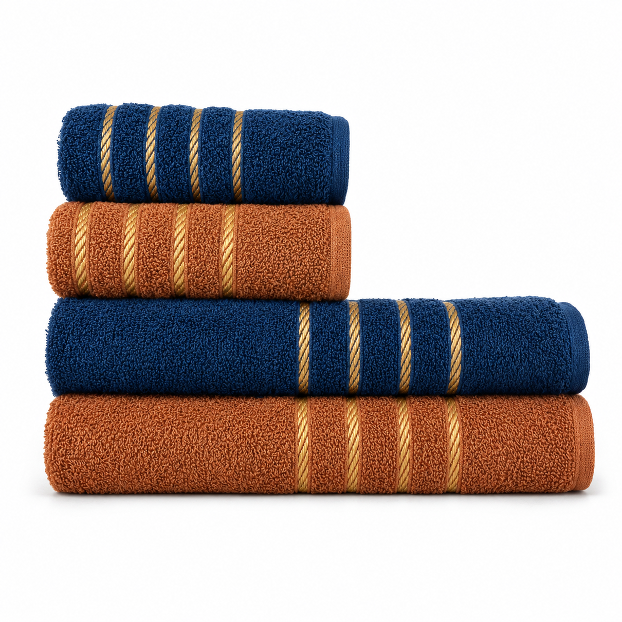 jogo de toalha dubai 4 pecas 100 algodao dubai banho rosto alta absorcao azul escuro marrom