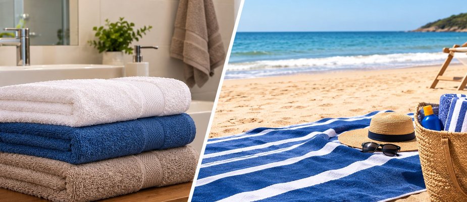 Toalha de Praia VS Toalha de Banho: Diferenças de Tecido e Uso